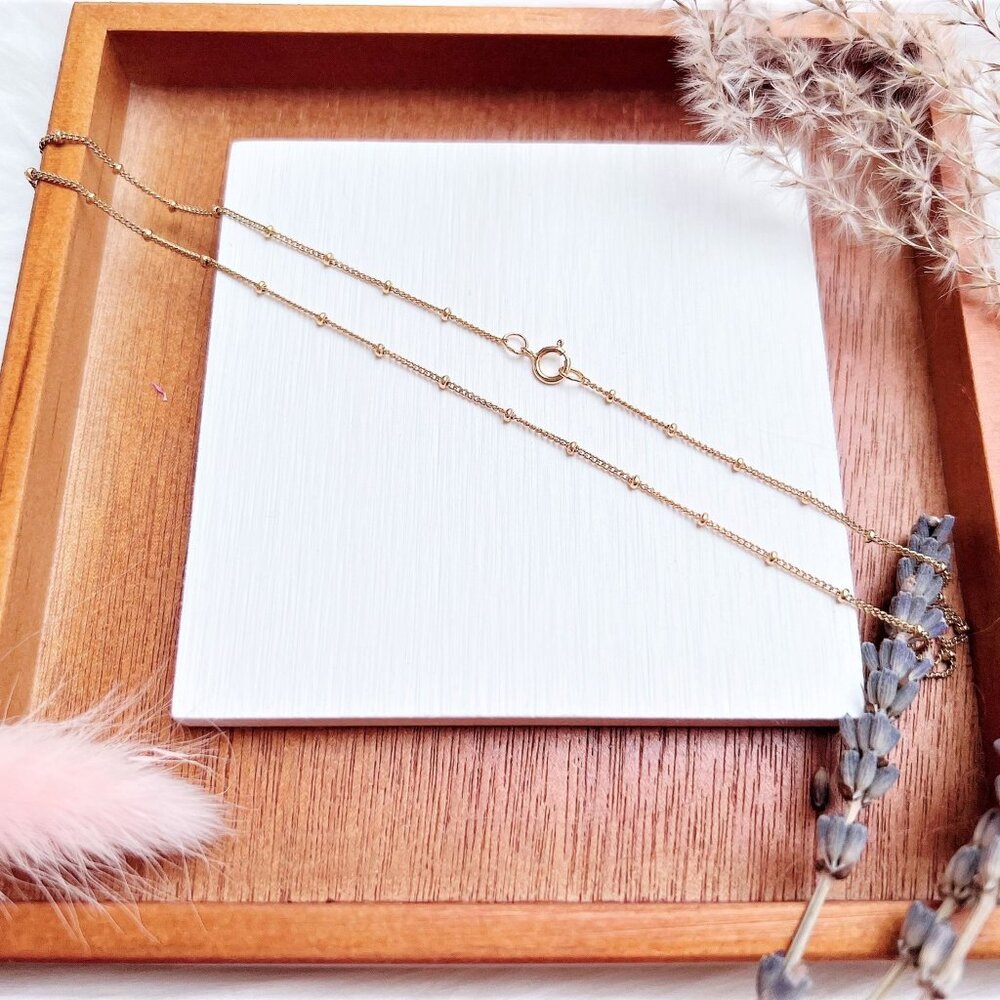 14K Gold-Filled Satellite Beaded Curb Chain Necklace